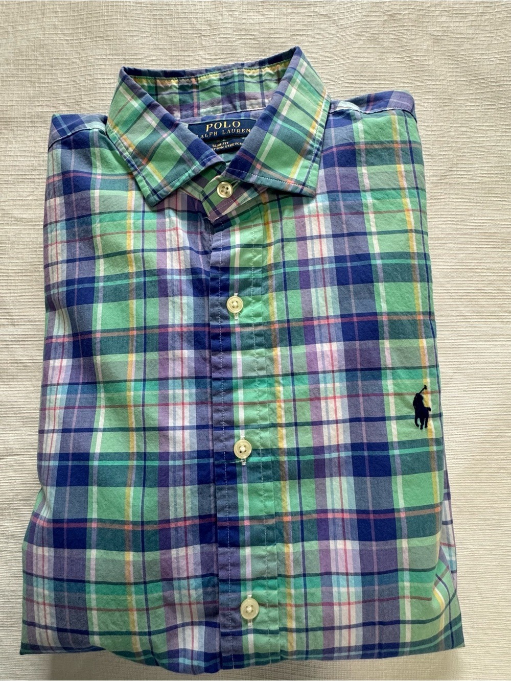 Ralph Lauren Green & Blue Plaid Button-Down Shirt Gingham Large